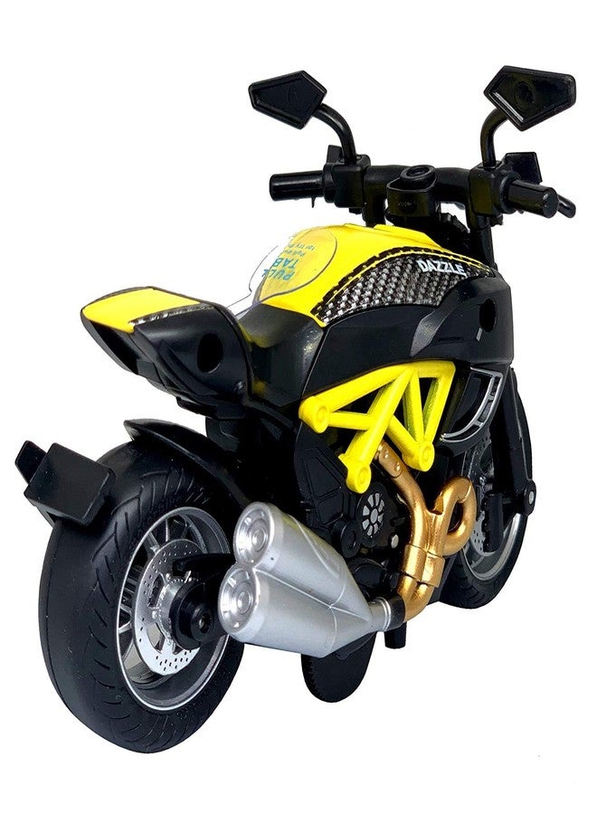 SELLMONK Die-cast Motorcycle Model Toy for Kids Pull Back Simulation Metal Racing Motorcycle with Sound/Light Die-Cast Model Bike for Kids Boys Assorted Colour (Pack of 2 ) - Image 4